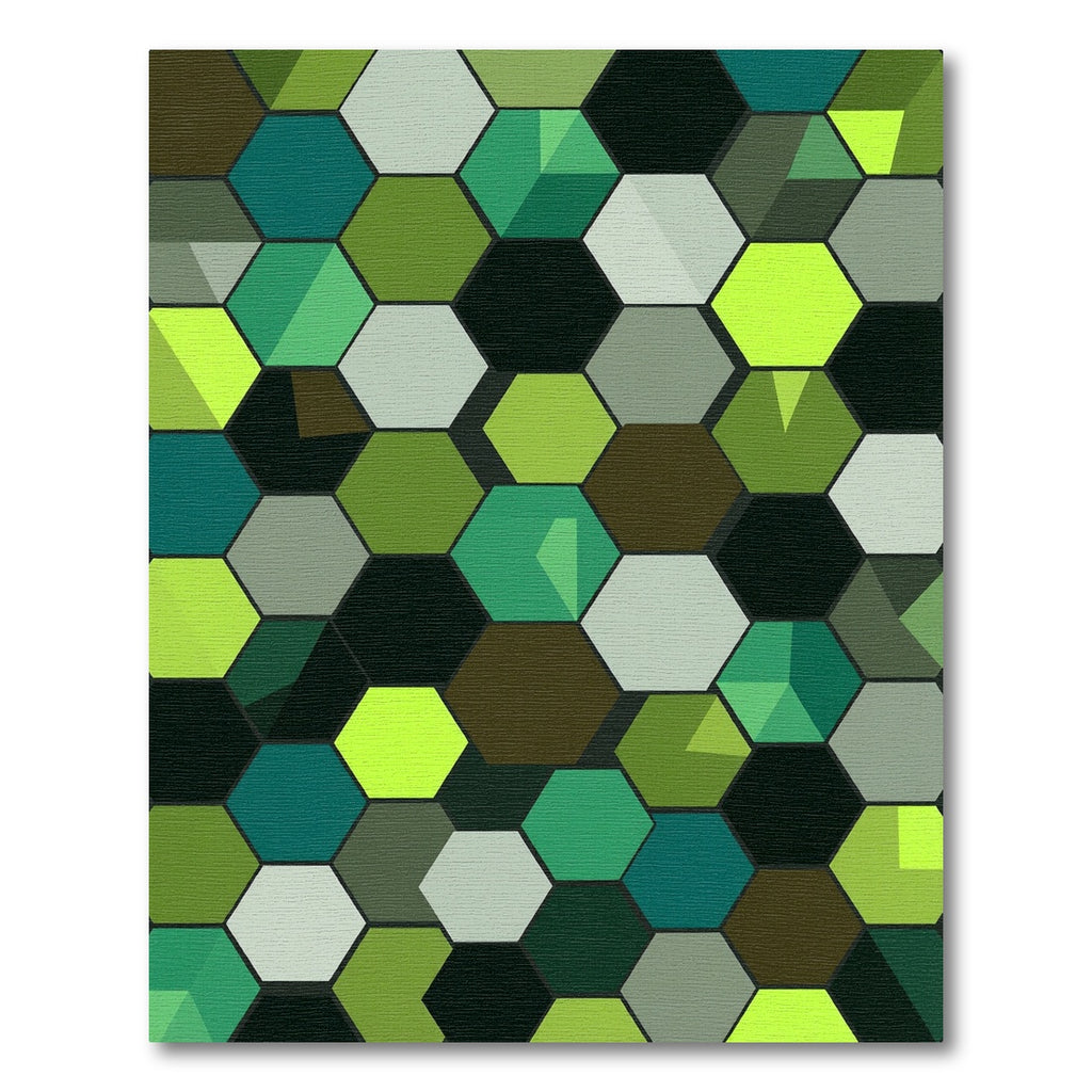 Emerald Green Hexagonal 3D Geometry Rug