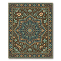Intricate Sepia Teal Botanical Art Rug