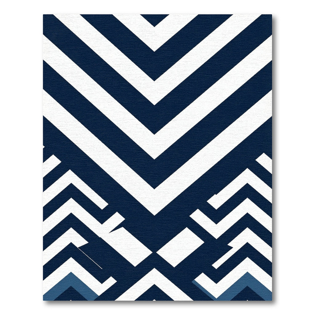 Geometric Chevron Navy White Composition Rug