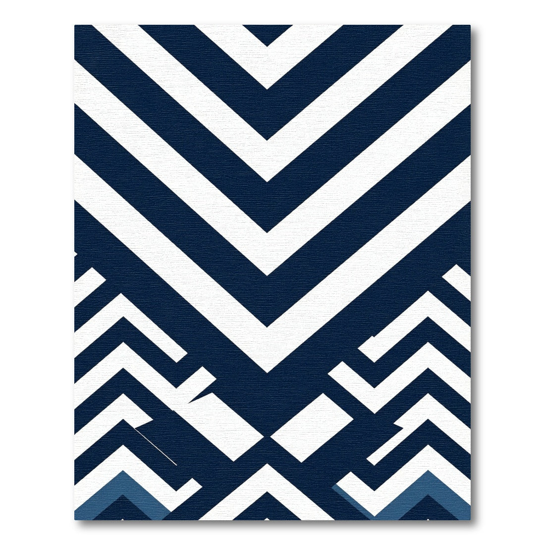 Geometric Chevron Navy White Composition Rug