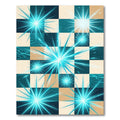 Cyan Starbursts Grid Composition Rug