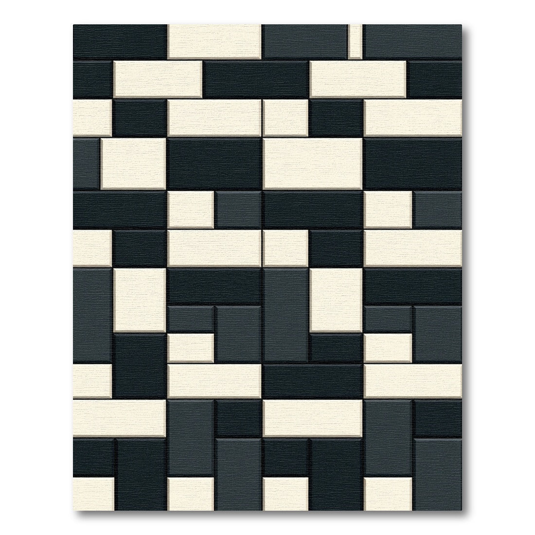 Geometric Cream and Charcoal Blocks Rug