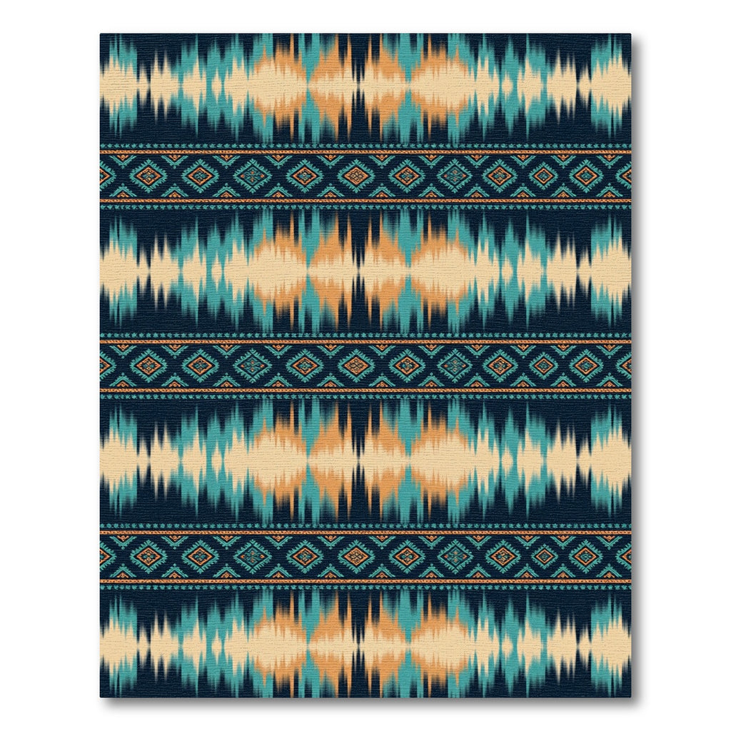 Navajo Teal Orange Geometric Stripes Rug