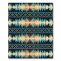 Navajo Teal Orange Geometric Stripes Rug
