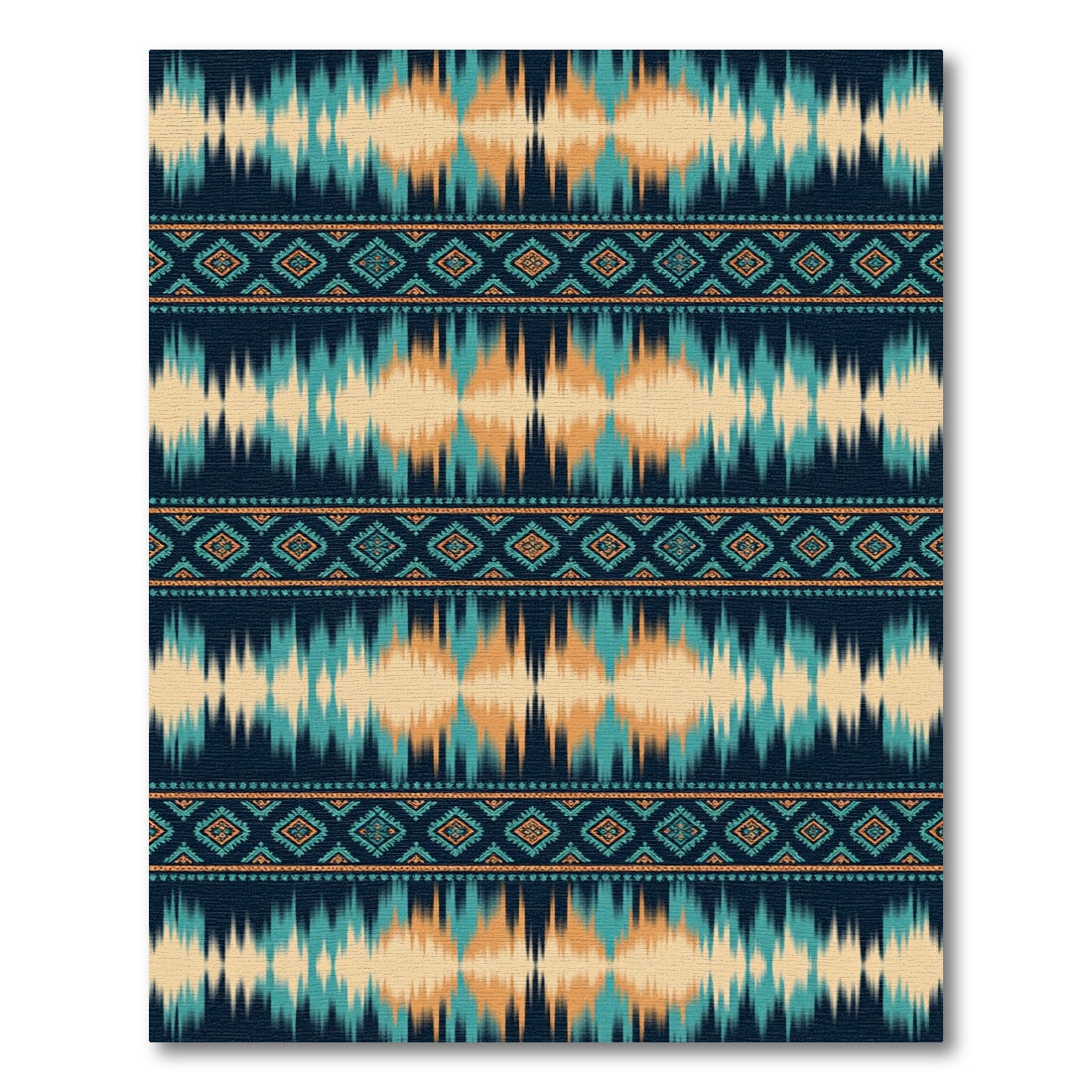 Navajo Teal Orange Geometric Stripes Rug