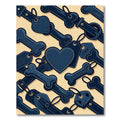 Navy Blue Bone and Heart Illustration Rug