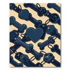 Navy Blue Bone and Heart Illustration Rug