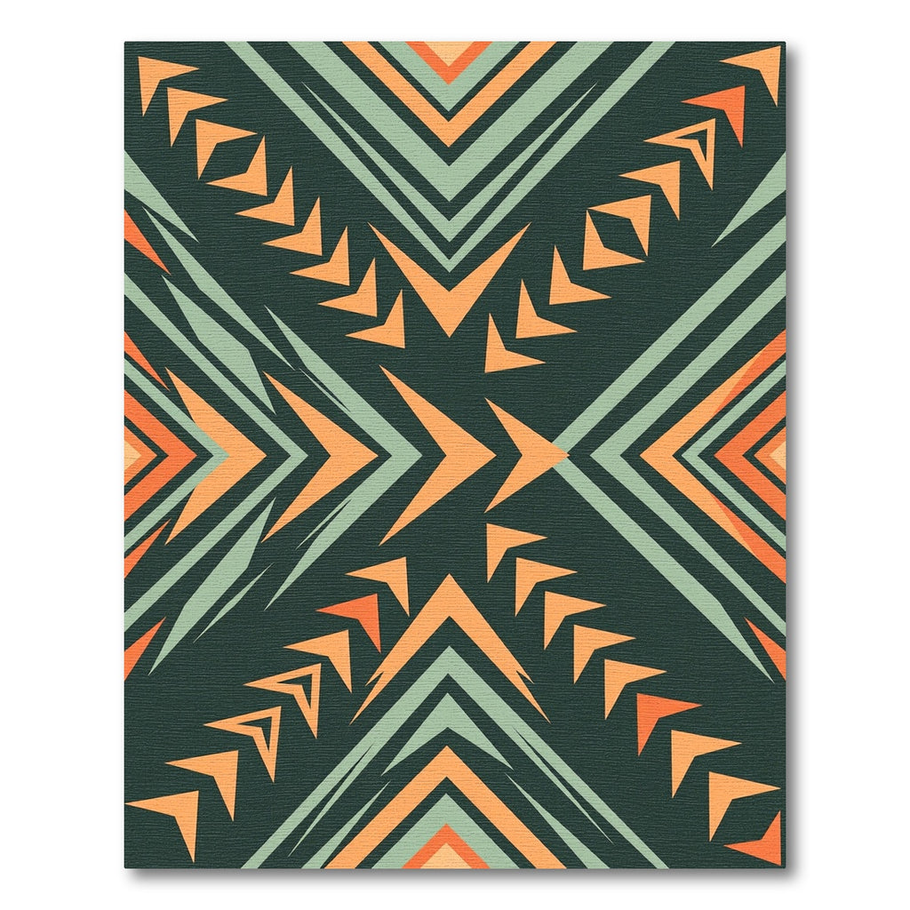 Bold Sage and Tangerine Geometric Arrow Rug