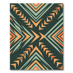 Bold Sage and Tangerine Geometric Arrow Rug