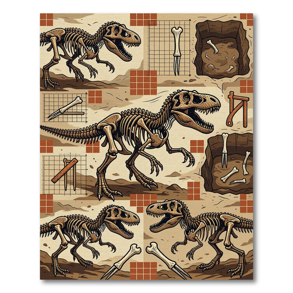 Paleontology Fossil Dinosaur Sketch Neutral Rug