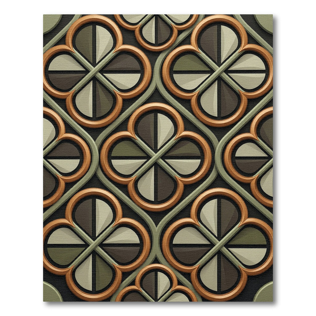 Geometric Olive and Bronze Quatrefoil Rug