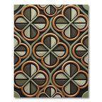 Geometric Olive and Bronze Quatrefoil Rug