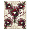 Deep Red Floral Heart Ribbon Bundles Rug