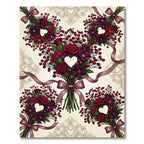 Deep Red Floral Heart Ribbon Bundles Rug