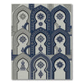 Navy Blue Arch Geometric Medallion Rug