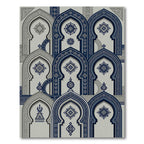 Navy Blue Arch Geometric Medallion Rug