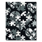 Monochrome Heart Puzzle Geometric Art Rug