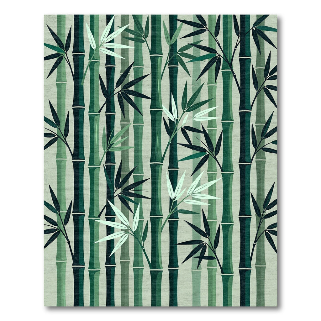 Emerald Green Bamboo Forest Branches Rug