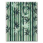 Emerald Green Bamboo Forest Branches Rug