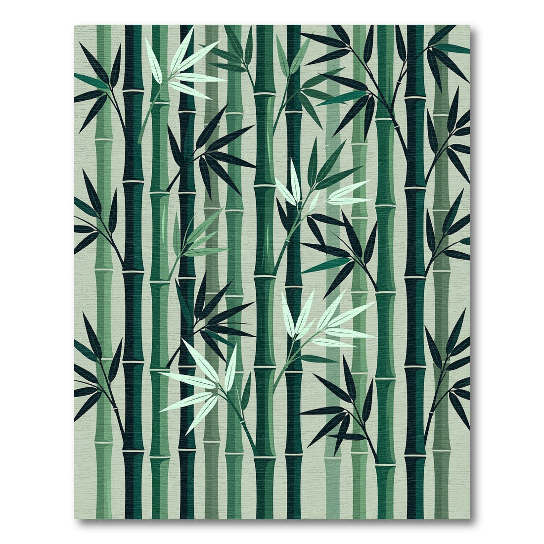 Emerald Green Bamboo Forest Branches Rug