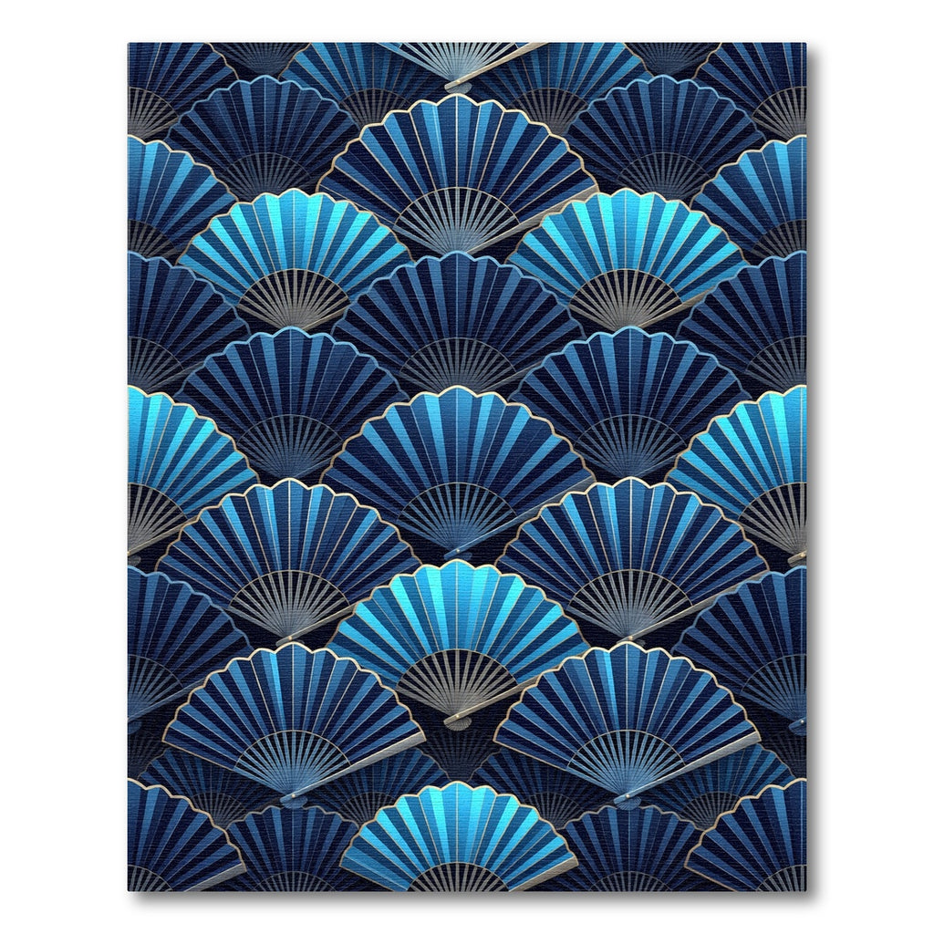 Blue Fan Gradient Repeating Arrangement Rug