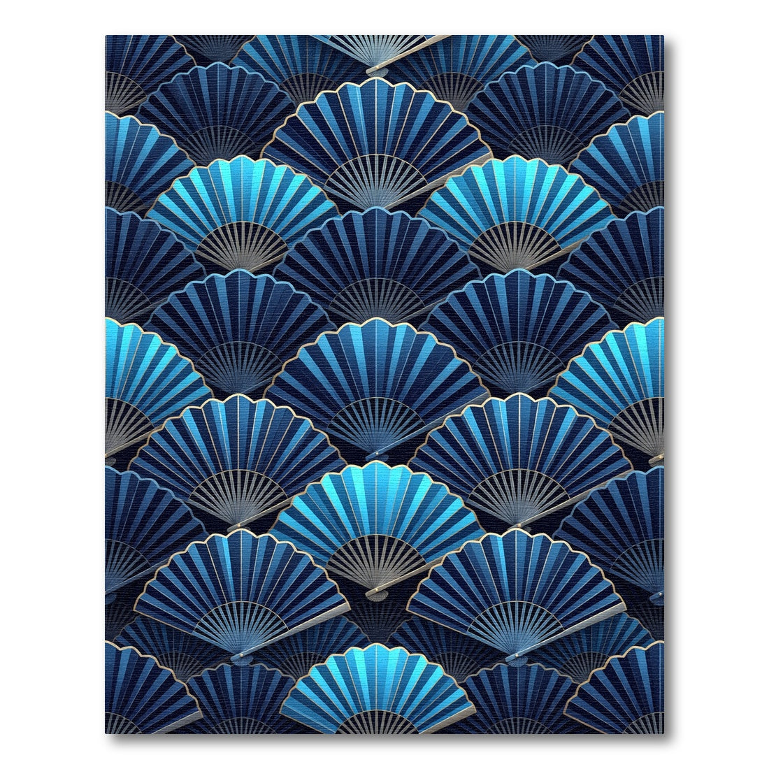 Blue Fan Gradient Repeating Arrangement Rug