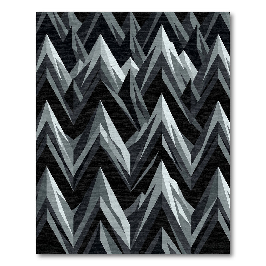 Monochromatic Mountain Peaks Jagged Overlay Rug