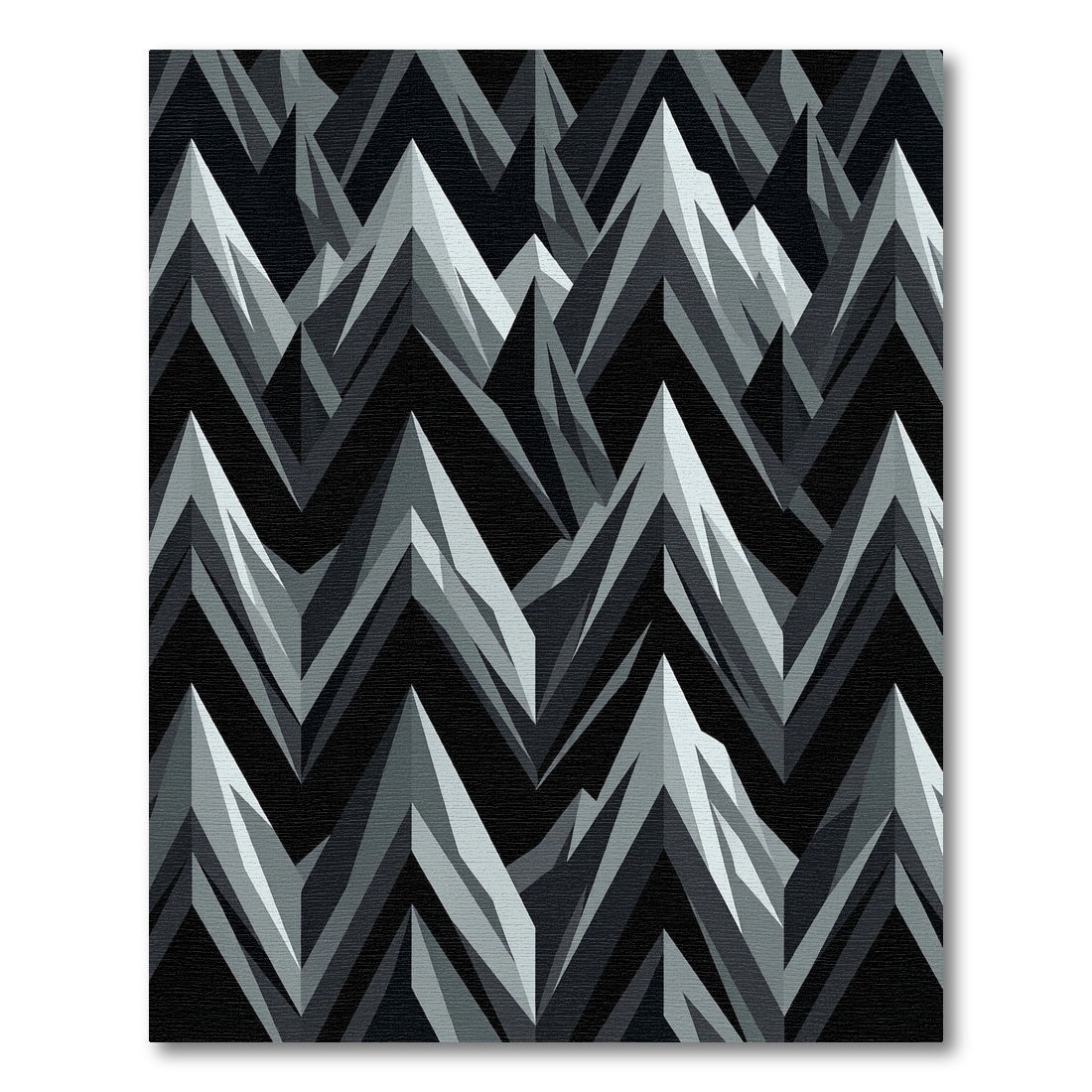 Monochromatic Mountain Peaks Jagged Overlay Rug