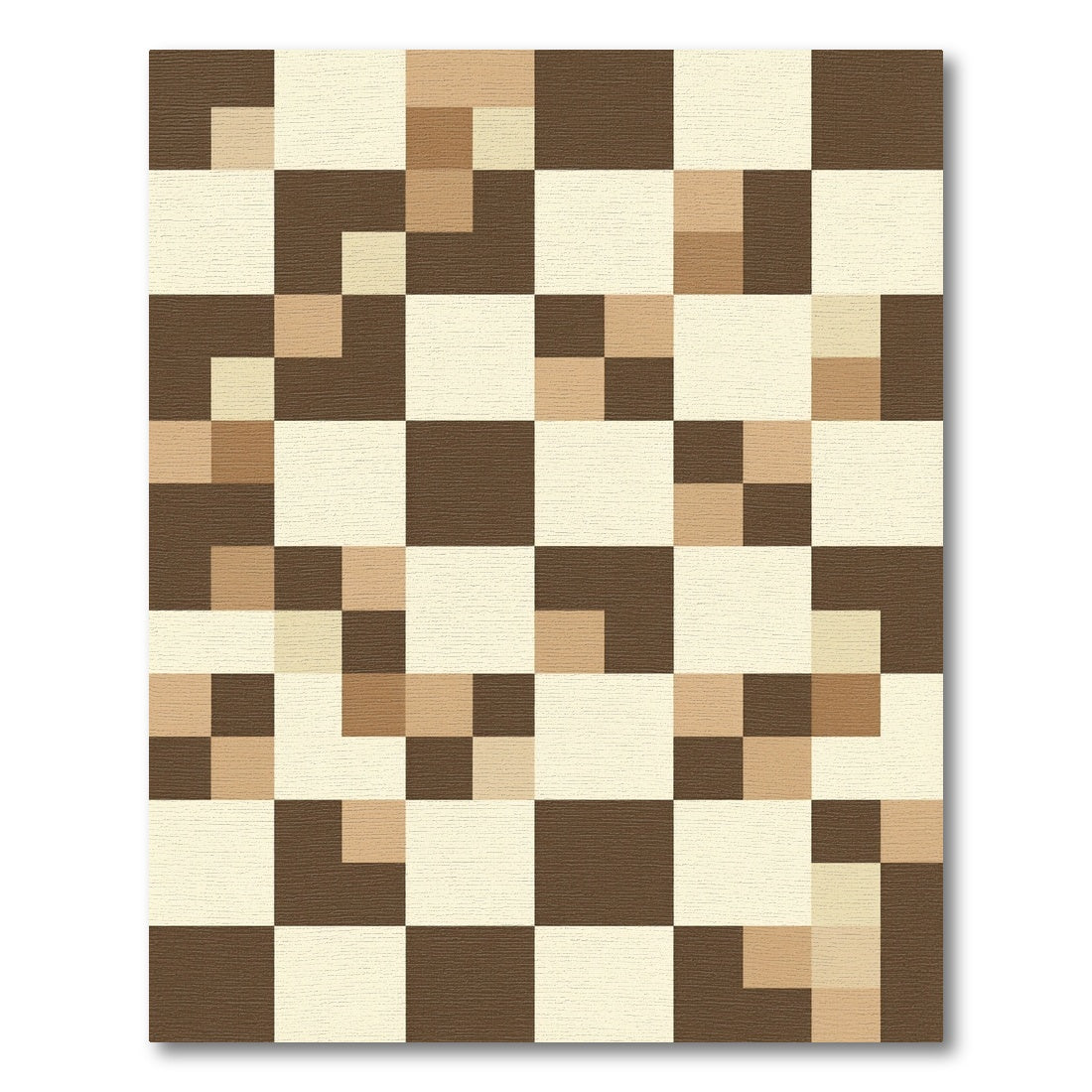 Earthy Neutral Block Mosaic Rug