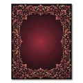 Ornate Crimson Gold Damask Scroll Rug