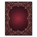 Ornate Crimson Gold Damask Scroll Rug