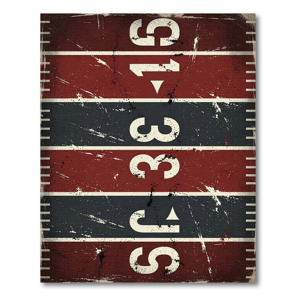 Vintage Red Black Numeric Grid Rug