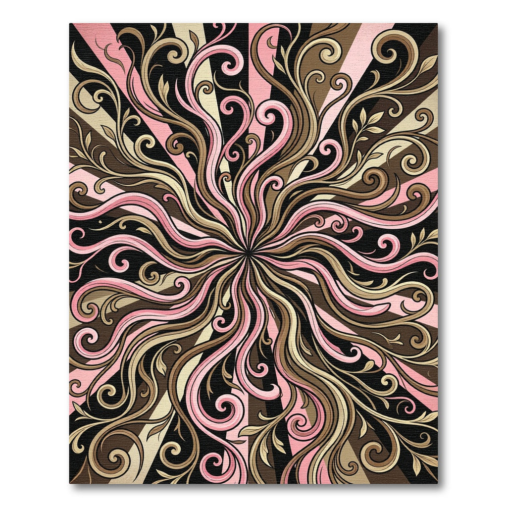 Pink Brown Swirl Burst Rug