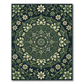 Sage Green Botanical Mandala Medallion Rug