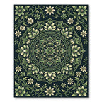 Sage Green Botanical Mandala Medallion Rug