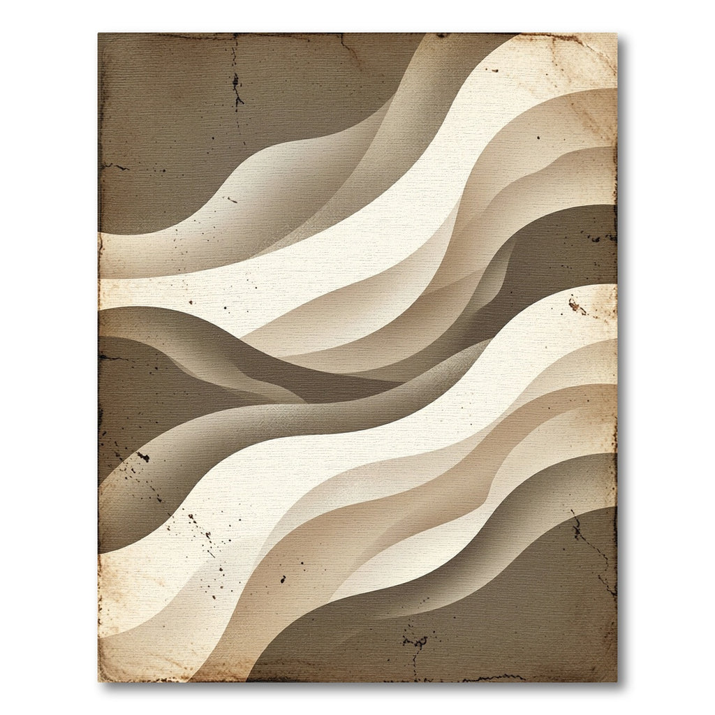 Vintage Beige Abstract Flowing Wave Rug