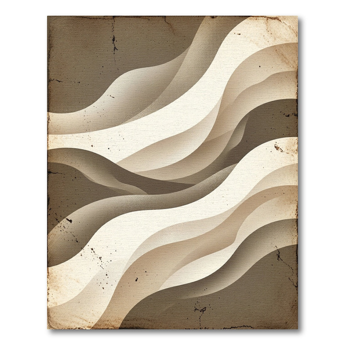 Vintage Beige Abstract Flowing Wave Rug