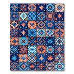 Orange Blue Floral Medallion Patchwork Rug