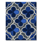 Modern Dark Blue Quatrefoil Geometric Link Rug