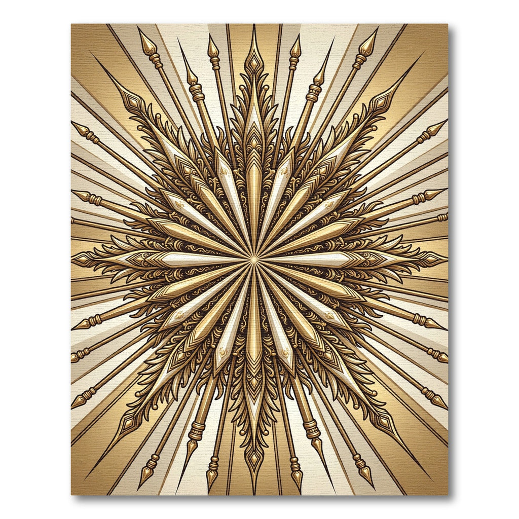 Golden Sunburst Spear Medallion Rug