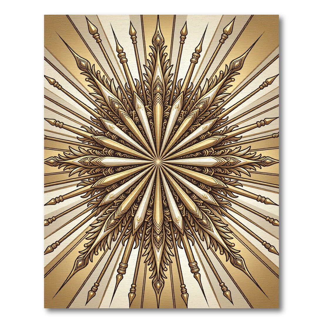 Golden Sunburst Spear Medallion Rug