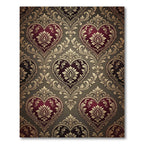 Burgundy Heart Baroque Ornament Rug