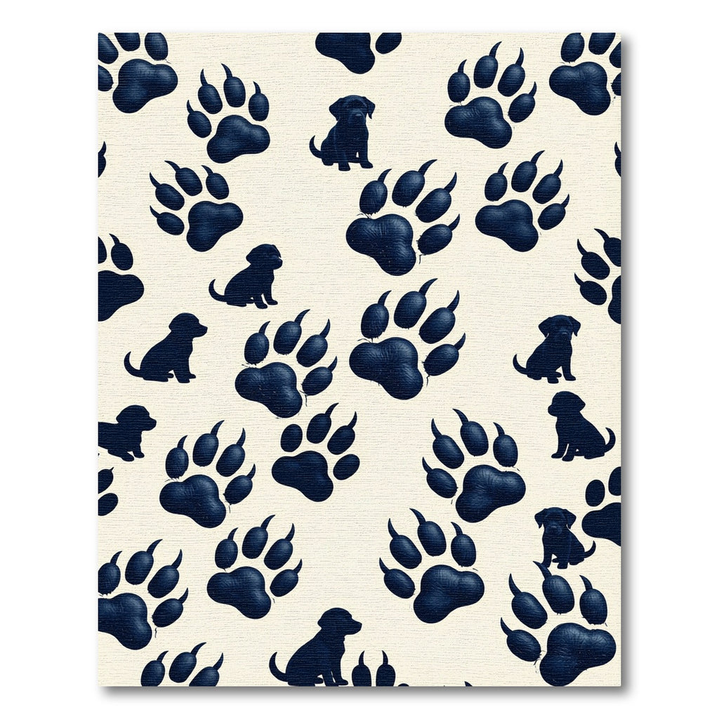 Navy Puppy Paw Cream Minimalist Rug