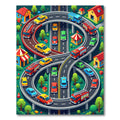 Vibrant City Traffic Figure Eight Loop Rug