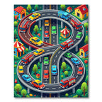 Vibrant City Traffic Figure Eight Loop Rug
