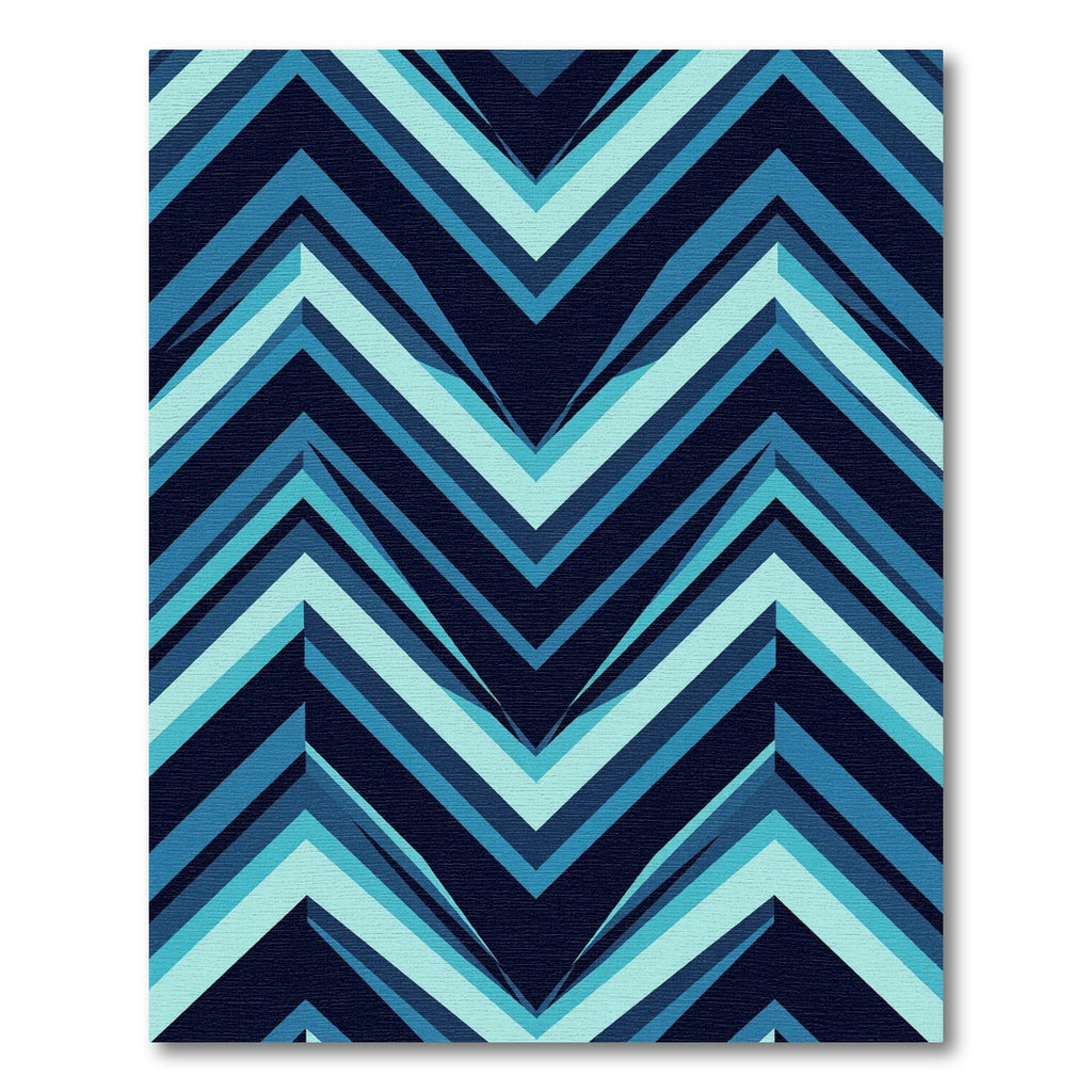 Deep Blue Layered Chevron Pattern Rug