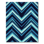 Deep Blue Layered Chevron Pattern Rug