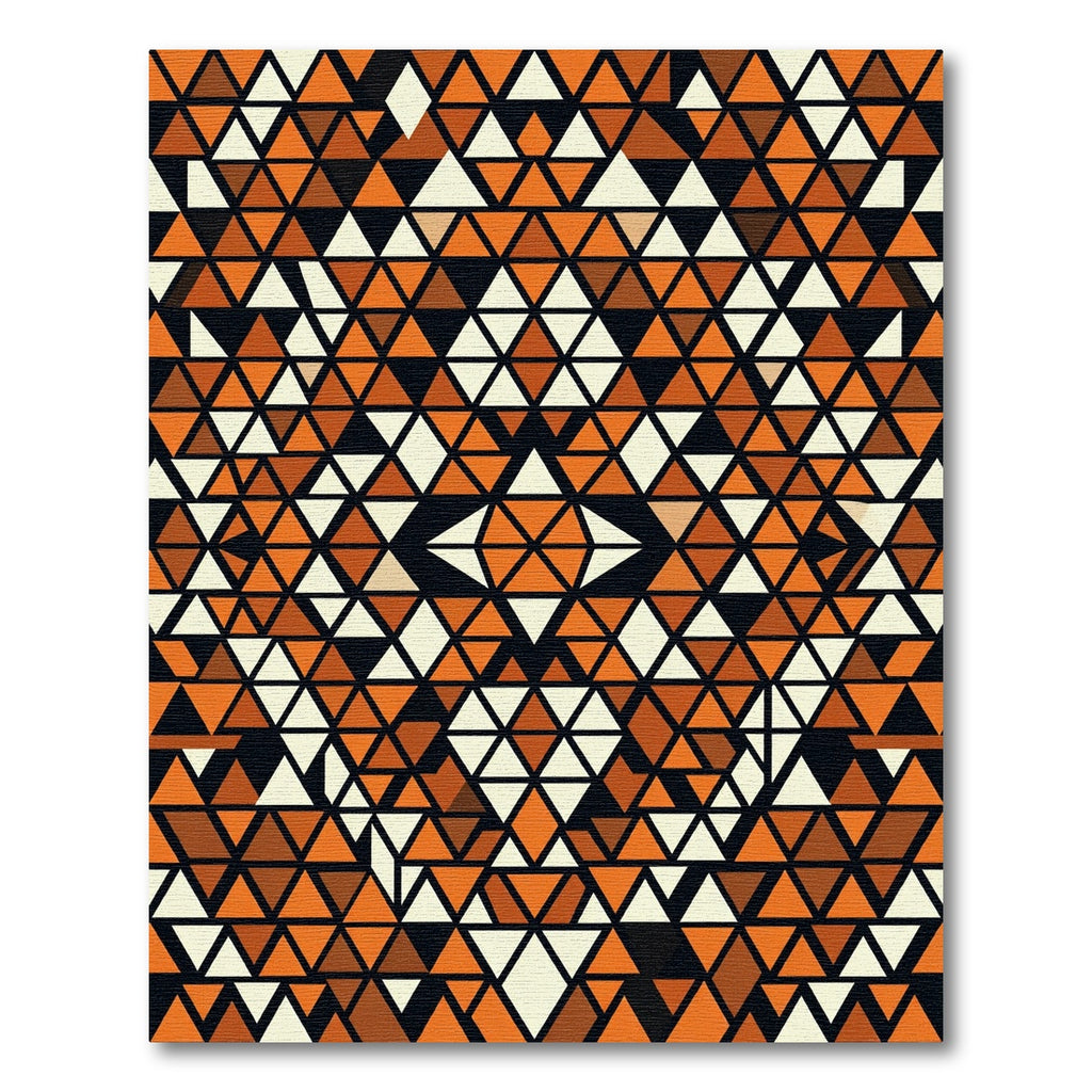 Abstract Amber Black Geometric Triangle Art Rug