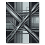 Monochromatic Industrial Steel Structure Rug