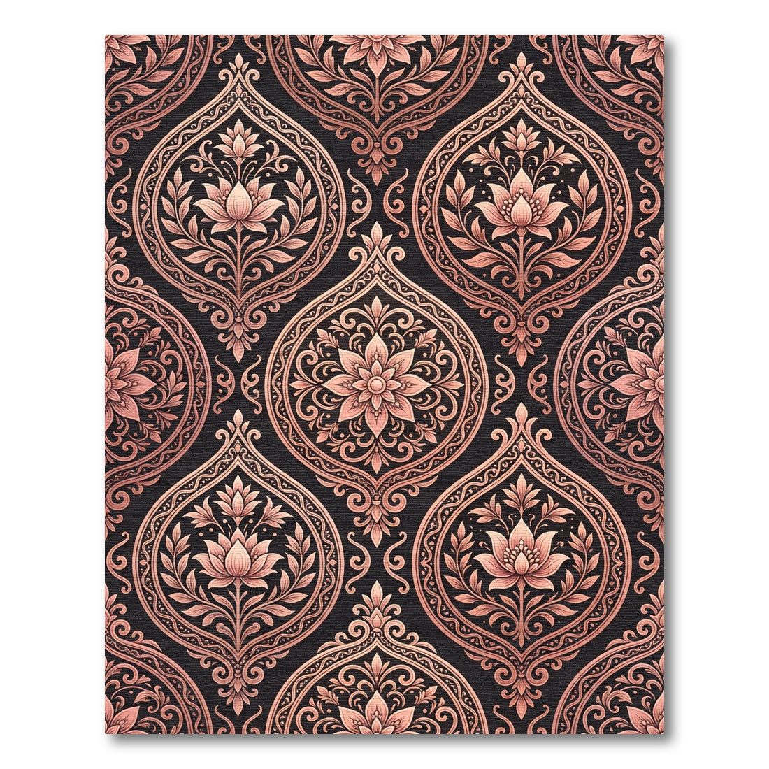 Rose Gold Damask Floral Medallion Rug